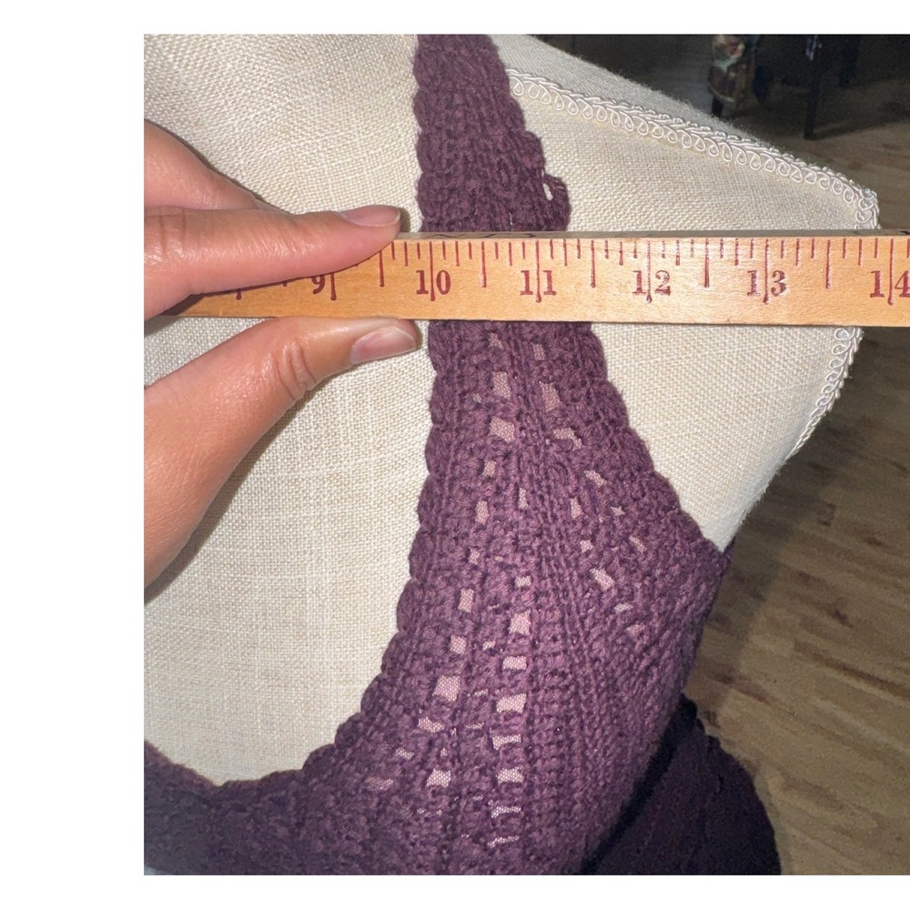 Moda International Purple Crochet Halter Top Tiered Ruffle Hem Boho Festival M - Picture 7 of 7